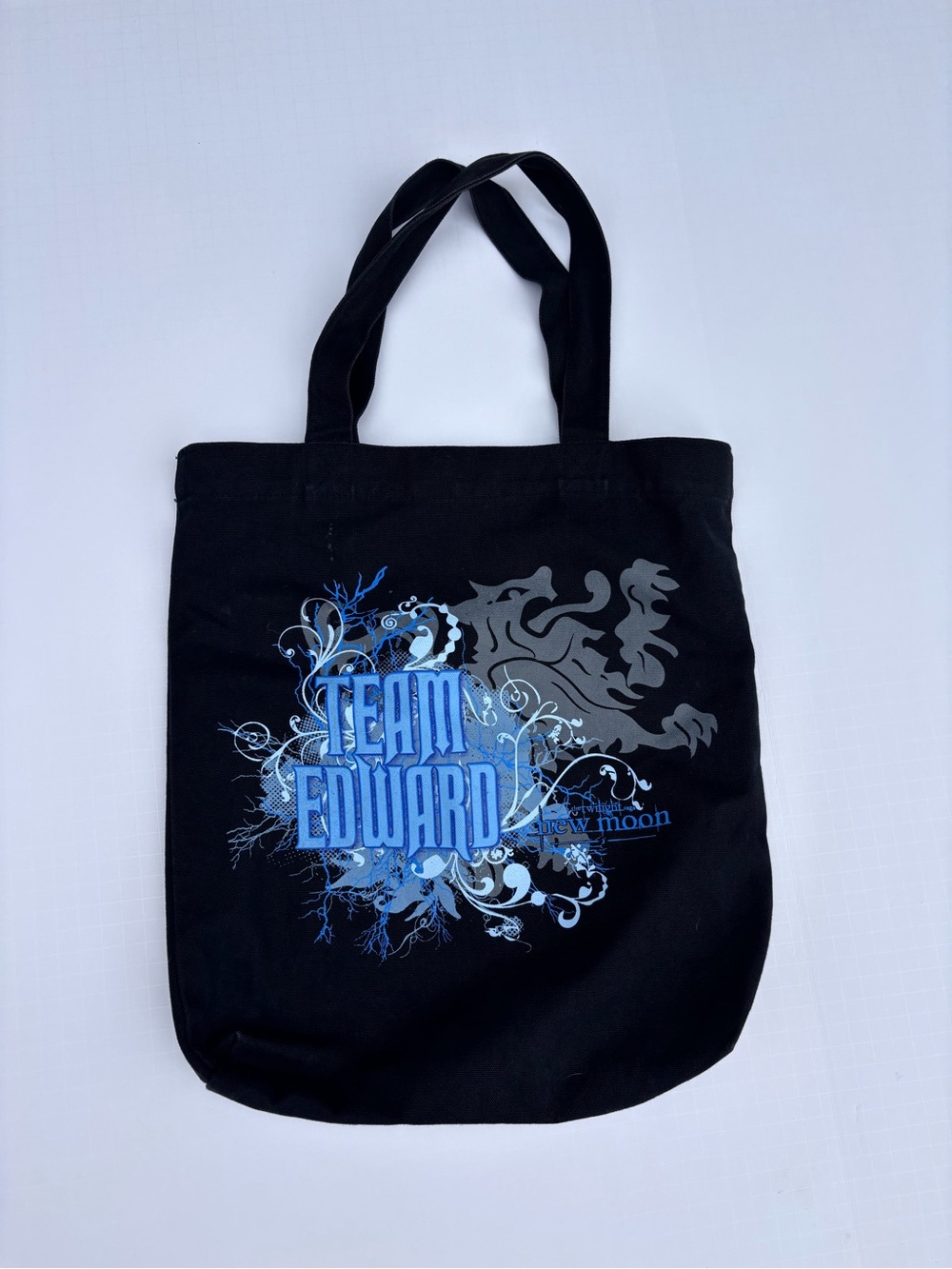 Team Edward Black Canvas Tote Bag - Blue Graphic
